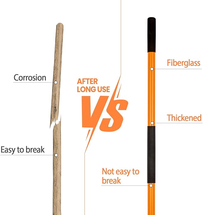 VNIMTI Heavy Duty Gardening Shovel, 56 Inch Round Blade with Fiberglass Handle (Orange)