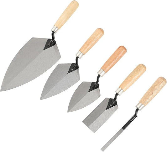 5 pieces Mason Set carbon steel wooden handle ，bricklaying trowel，pointing trowel，margin trowel