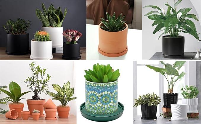 Plant Saucer Pot Tray Planter Saucers 4 in, 5 6 7 8 9 10 11 12 Inch Black 4 Pack for Indoors Outdoor, Durable Sturdy Ceramic Flower Drainage Tray for Glazed Pots Base ((4.5"/4.1"-Black)