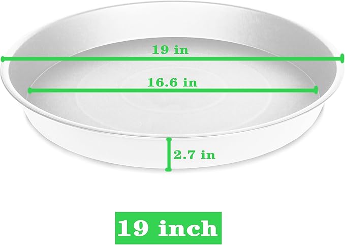 4 Pack of 19 inch Plant Saucer, 2.7" Depth Tray, Large Deep Garden Plastic Flower Planter Plant Trays for Indoors Outdoor Bath Bath (19", Creamy White)