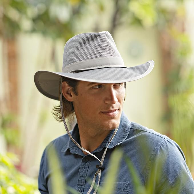 Mesh Crown Safari Men's Sun Hat, 3" Brim, Adjustable Chin Cord, UPF (SPF) 50+ Sunhat Protection
