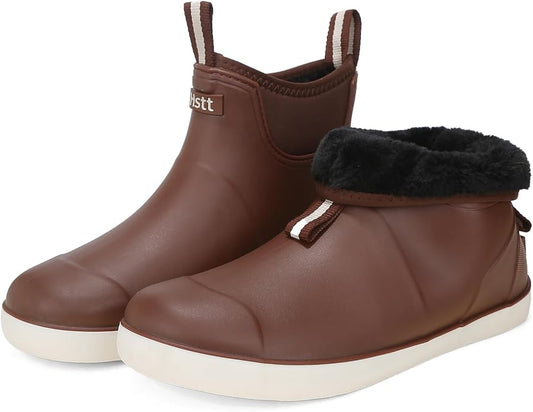 Mens Deck Boots, Saltwater Fishing Booties Rubber Waterproof Ankle Rain Boots, High-performance Footwear Chelsea Boots for Gardening Fishing Boating Camping Sailing