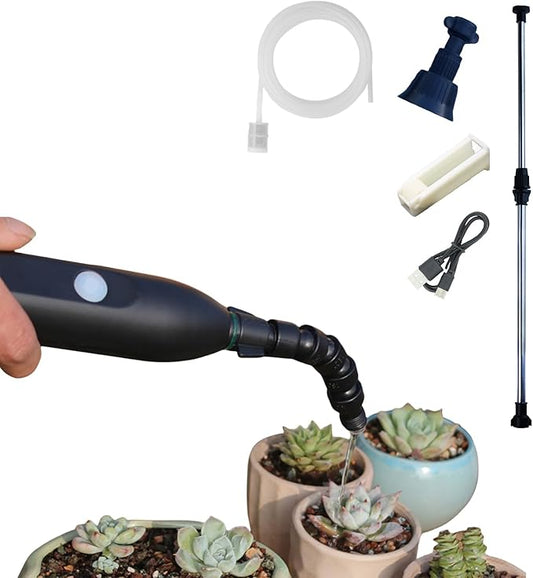 Portable Electric Water Sprayer for Indoor Plant Watering Succulent Plants Hanging Plants Small Pots Waterer, Long Spout Watering Can for Slow Watering Small Cactus Houseplants with 16ft Silicon Tube