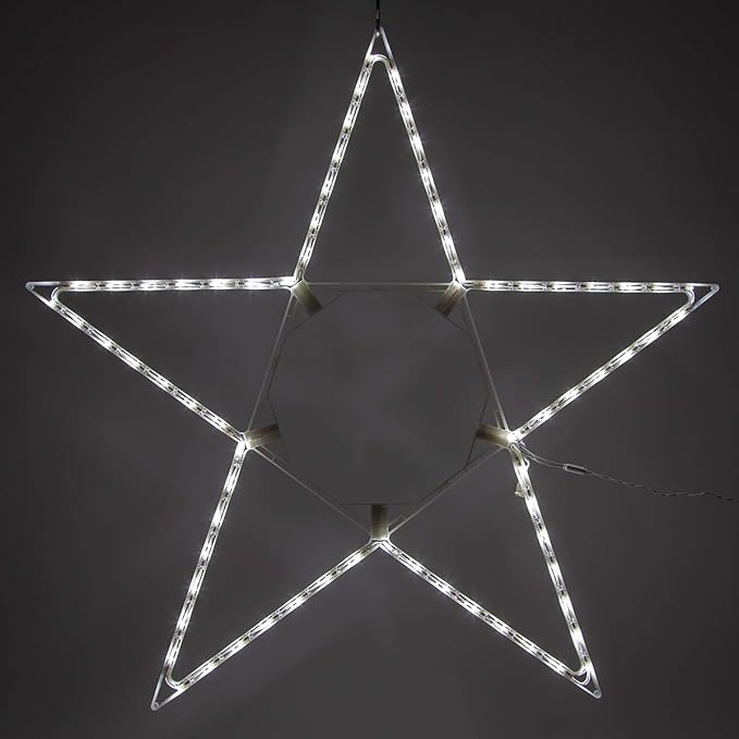 Kringle Traditions 48-Light LED Outdoor Star Decor, Folding Cool White Christmas Star