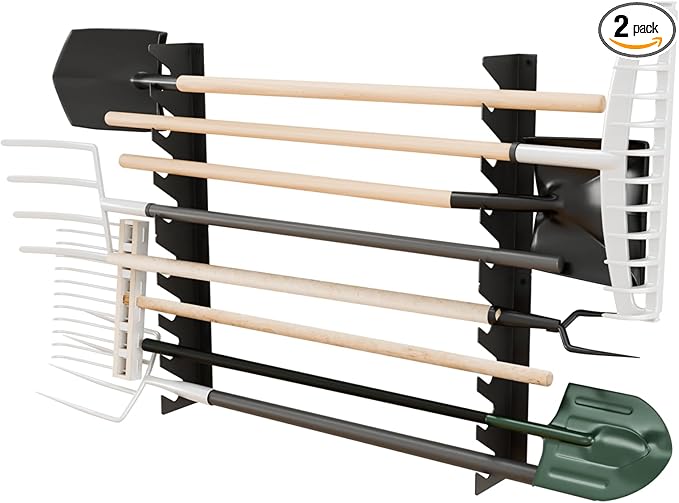 Garage Tool Organizer Wall Mount, Shed Yard Organization Racks for Walls, Horizontal Tool Racks, Shovels and Rakes, 2FT