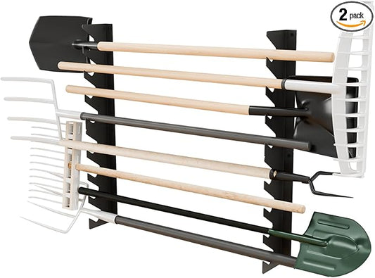 Garage Tool Organizer Wall Mount, Shed Yard Organization Racks for Walls, Horizontal Tool Racks, Shovels and Rakes, 2FT