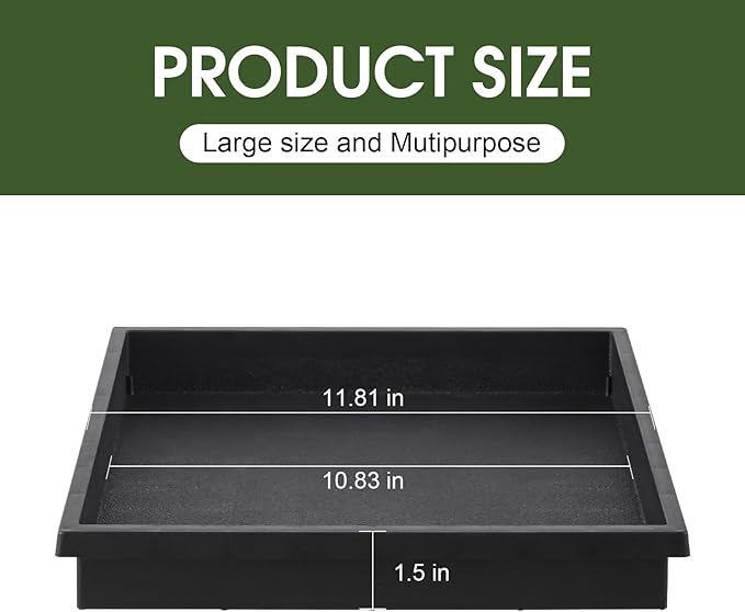 NATSUKY Square Plant Saucer 12 Inch 4 Pack, 8 10 12 14 16 Inch Plant Trays for Indoors Heavy Duty Plastic Flower Plants Saucers for Pots Outdoors No Holes Drip