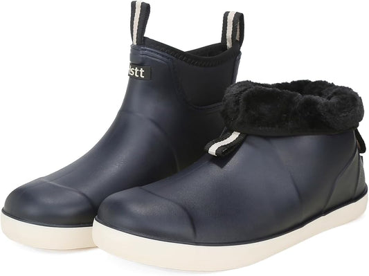 Mens Deck Boots, Saltwater Fishing Booties Rubber Waterproof Ankle Rain Boots, High-performance Footwear Chelsea Boots for Gardening Fishing Boating Camping Sailing