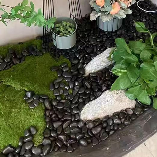 40lbs Large River Rocks for Landscaping, 3-4" Black Pebbles for Garden Design, Hand-Picked Smooth Stones for Fish Tank, Flower Pots, Indoor Water Fountains, Pathways, Backyard