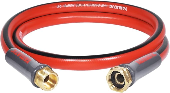 YAMATIC Short Garden Hose 5/8" x 6 ft, 300 PSI, 3/4" Brass Swivel Connectors: Flexible Short Water Hose for All-Weather Use, Drinking Water Safe and Kink Resistant