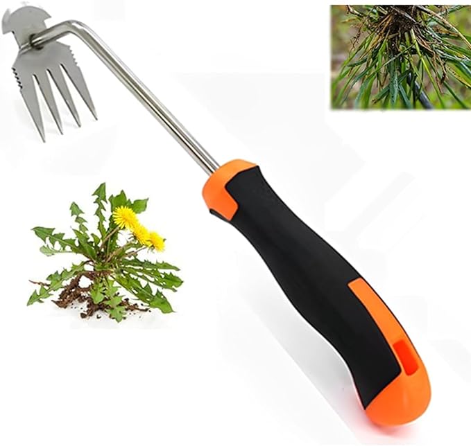 Weed Puller Tool, 2023 New Durable Garden Weed Pulling Tool, Portable Garden Weeder Tool for Vegetable Gardening Backyard Farm Planting & Weeding (Rubber Handle)