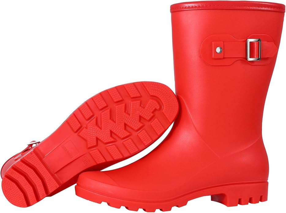 Evshine Women's Mid Calf Rain Boots Waterproof Garden Shoes