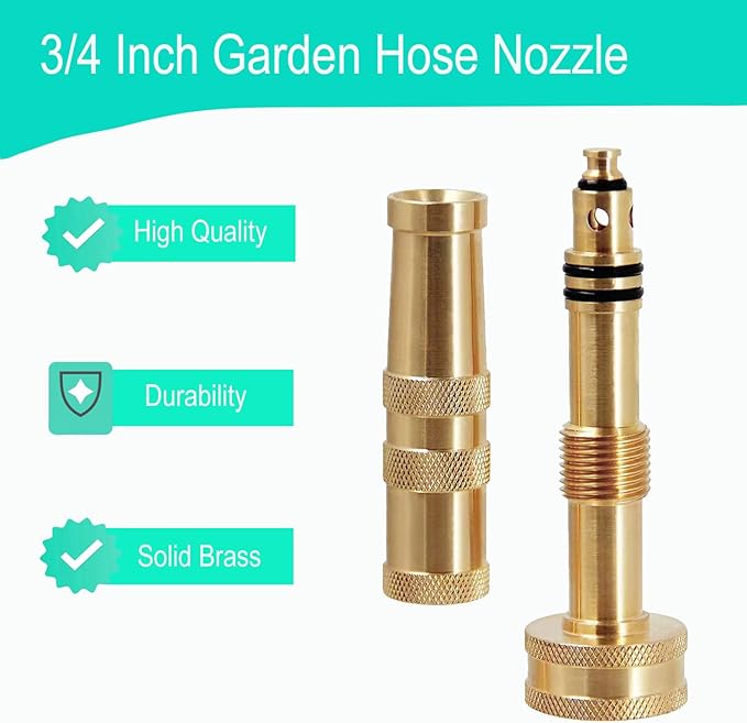 Solid Brass Heavy Duty Adjustable Twist Hose Nozzle, CM CUMIZON Jet Sweeper Nozzle, High Pressure Hose Nozzle Solid Brass,Water Hose Sprayer Nozzle, B
