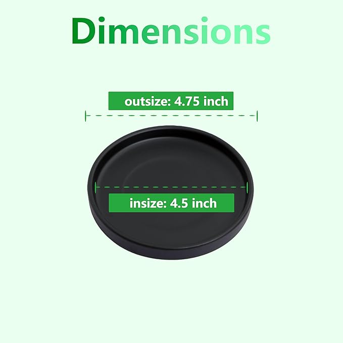4 inch Matte Black Ceramic Plant Saucer (4 Pack)-Ceramic Drainage Tray for Plant Pot