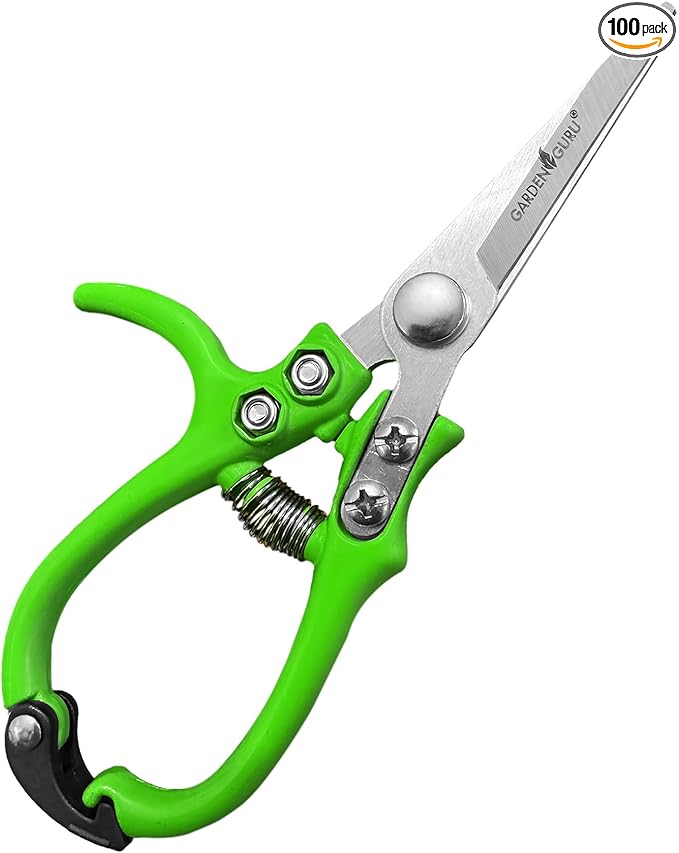 GARDEN GURU Ergonomic Garden Snips Clippers – Professional Hand Pruner Pruning Shear with Comfort Grip Handles for Gardening Trimming and Yard Work – High Carbon Steel - 1 Case (100 Pcs)