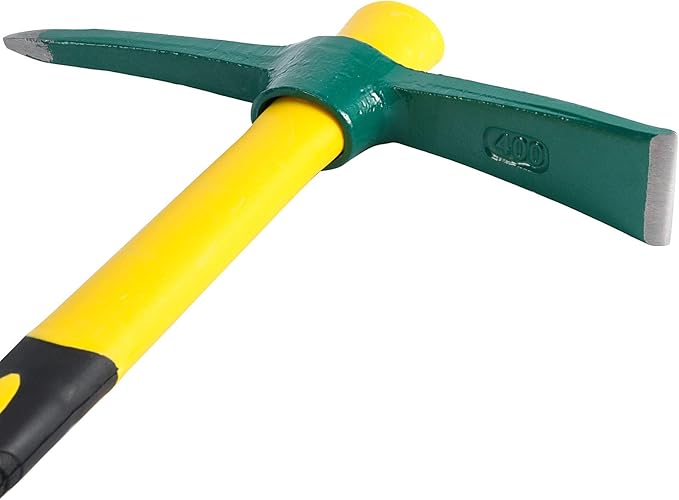 17.7 Inch Pick Mattock Hoe Heavy Duty, Gardening Hand Pick with Shock Absorption Rubber Handle and Forged Head, Pick Axe Hand Tool for Digging Weeding Prospecting Camping