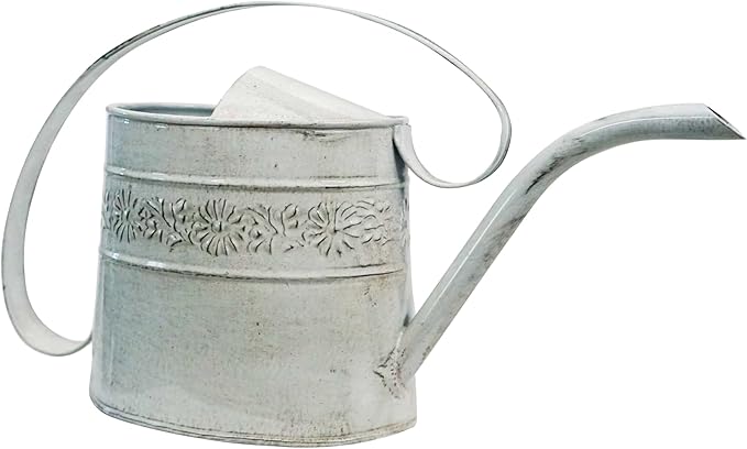 Headwind Willow Antique White 0.5 Gallon Galvanized Decorative Metal Garden Watering Can for Indoor & Outdoor Plant Care – Vintage Gardening Plant Watering Can by Robert Allen