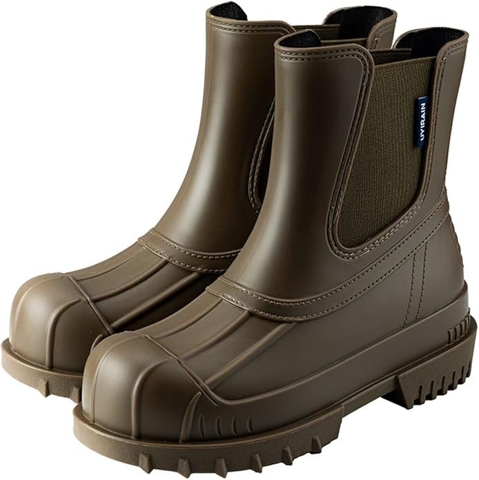 Short Rain Boots Women Waterproof Ankle Rainboots Fashion Chelsea Boots Non-Slip Garden Shoes for Outdoor Work Booties