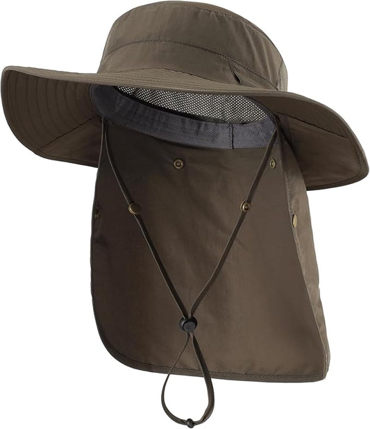 Home Prefer UPF 50+ Sun Hats for Men Women Wide Brim Fishing Hat with Neck Flap Summer Safari UV Protection Bucket Hat