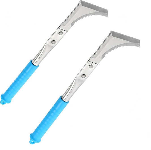 Kosoyo Crack Weeder Crack Weeding Tool Sawtooth Wave Manual Scythe Stainless Steel Gardening Tool -11.42"（2Pack）