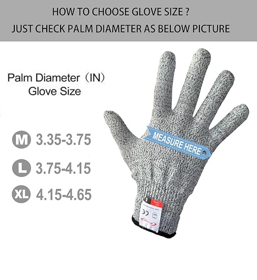 Cut Resistant Gloves, 4 Pairs of Food Grade Cut Resistant Gloves, Cutting Gloves for Kitchen, Oyster Shucking, Fish Fillet Processing, Carving Wood and Gardening(Large)
