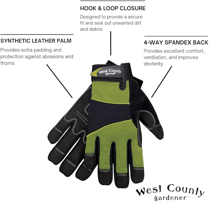 West County Women's Gloves -Work Gloves with Four-Way Spandex Backing
