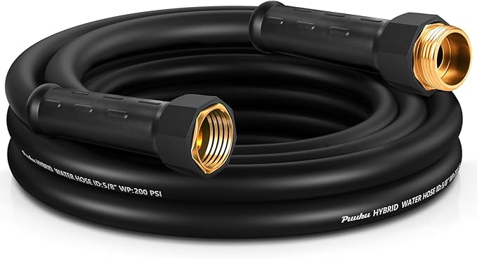 Short Garden Hose 10ft x 5/8", NON-EXPANDABLE Heavy Duty Premium Flexible Water Hose, No Kink, Leakproof, Lightweight Hybrid Hose with Male to Female Fittings for Household、Backyard