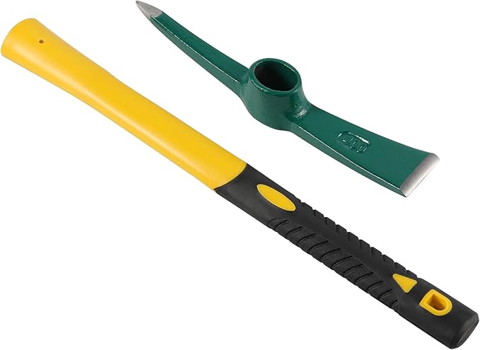 KEILEOHO 17.7 Inches Pick Mattock Hoe, Forged Weeding Garden Pick Axe with Rubber Handle, Weeding Mattock Hoe for Gardening, Loosening Soil, Camping, Planting Vegetables and Fruits