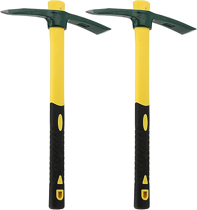 KEILEOHO 2 PCS 15 Inches Pick Mattock Hoe, Forged Weeding Garden Pick Axe with Fiberglass Handle, Weeding Mattock Hoe for Gardening, Loosening Soil, Camping