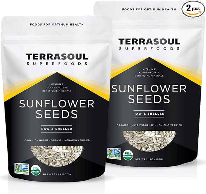 Terrasoul Superfoods Organic Sunflower Seeds, 4 Lbs (2 Pack) - Hulled | Fresh | Vitamin E