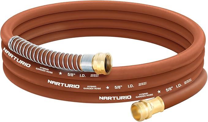 Short Leader Garden Hose 5/8" x 15ft, No Kink Lightweight Water Hose, Hybrid Rubber, Heavy Duty, 650 Burst PSI, Male to Female Fittings