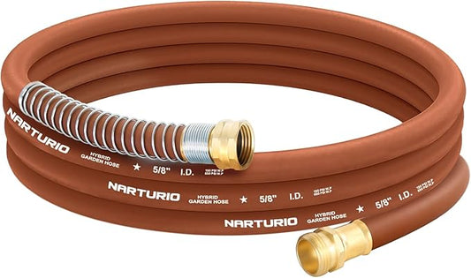 Short Leader Garden Hose 5/8" x 15ft, No Kink Lightweight Water Hose, Hybrid Rubber, Heavy Duty, 650 Burst PSI, Male to Female Fittings