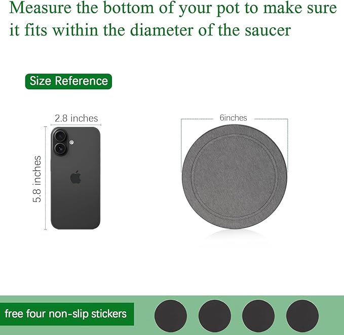 Plant Saucer Flower Pot Saucers Plant Trays for Pots Instant Dry Diatomaceous Earth Round Plant Drip Trays for Indoors Keeping Counter and Floors Dry and Clean (2Pcs Grey Small)