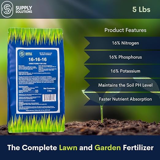16-16-16 Complete Lawn & Garden All Purpose Granular Fertilizer - The Ultimate Plant Food for Lush Greenery & Vibrant Blooms - for All Plants, Vegetables, Fruits, and Berries - 5lbs