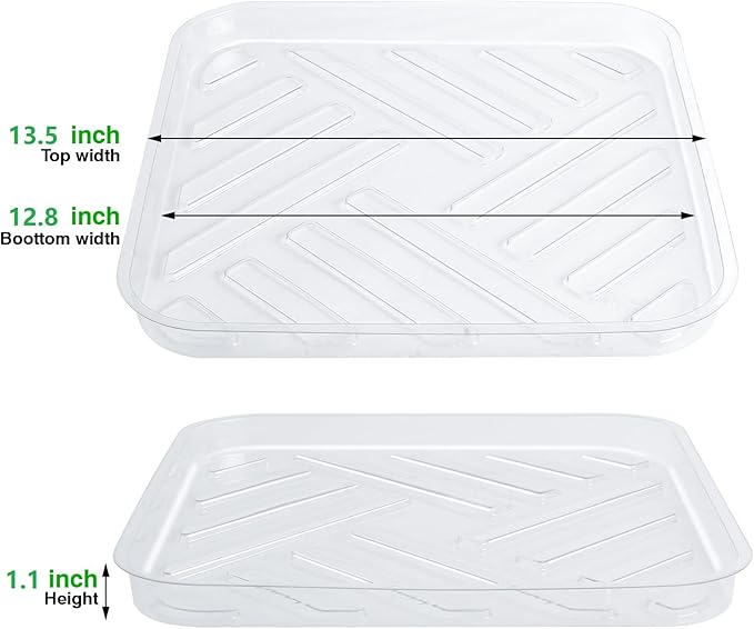 Idyllize 5 Pack 13 Inch of Plastic Plant Saucer, Square Clear Drip Trays for Indoors & Outdoor Plants, Durable Thick Saucer for Flower Pot (13")