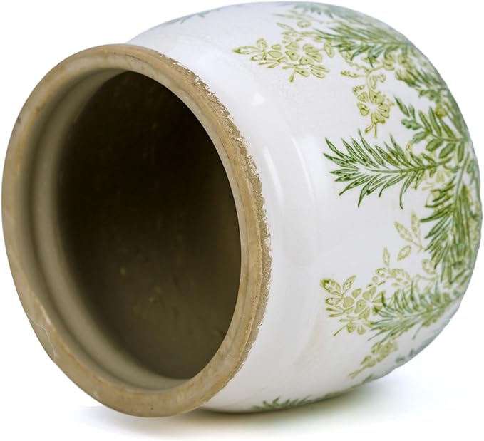 Ceramic Pot for Planter, Vintage Flower Pot with Drainage Holes, 6.29 inch Ice Crack Glazed Indoor Planters Pot (French Country)