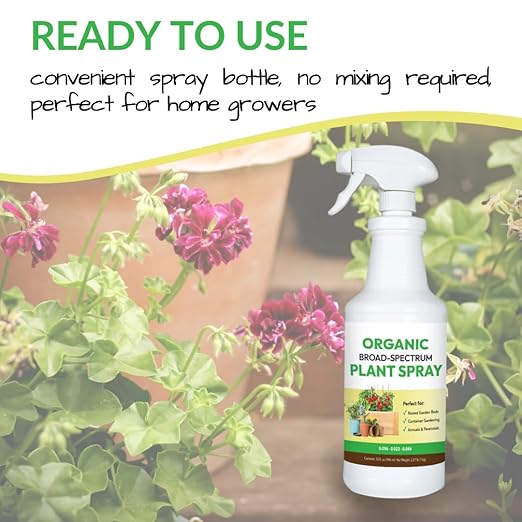 Organic Broad Spectrum Plant Spray - Liquid Plant Food in a Spray Bottle (Foliar Fertilizer) | Use on All Outdoor Plants Including: Vegetables, Herbs & Flowers | No Mixing Required (32oz)