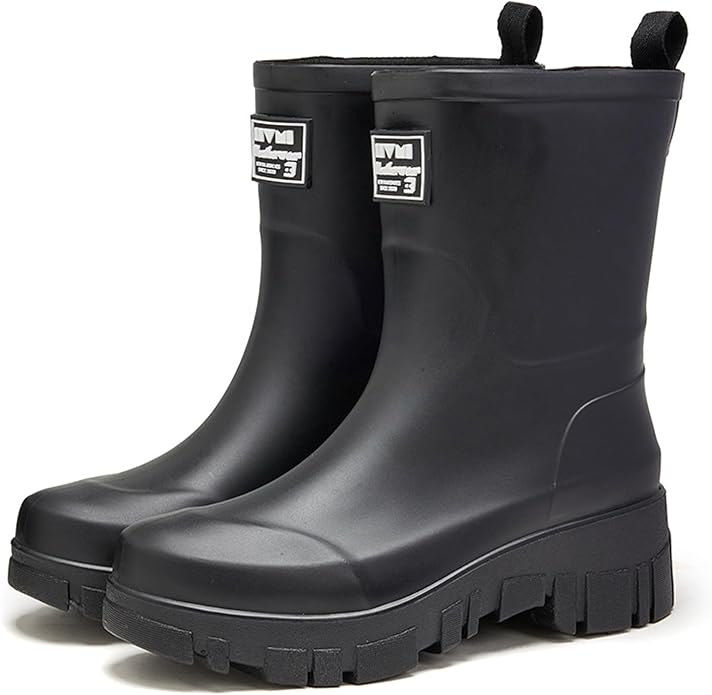 Nutropa Waterproof Mid Calf Women Rain Boots Lightweight Comfortable Wide Calf Garden Shoes
