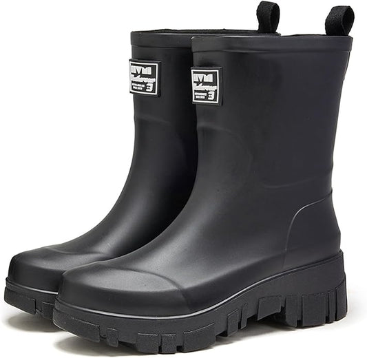 Nutropa Waterproof Mid Calf Women Rain Boots Lightweight Comfortable Wide Calf Garden Shoes