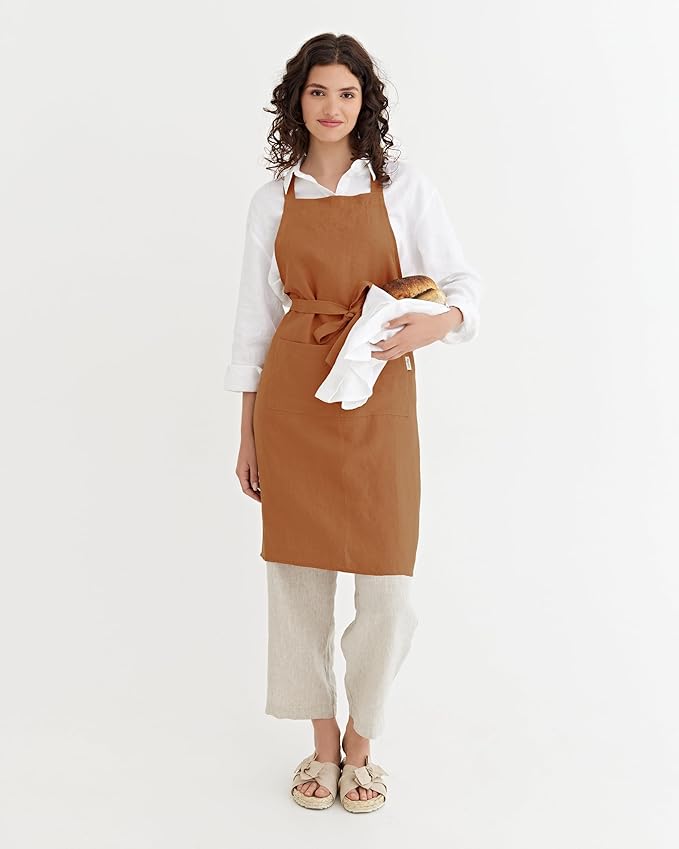 MagicLinen 100% Linen Apron - Cooking, Gardening, Grilling, Painting Apron with Pockets - Perfect for Women and Men