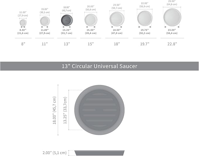 Crescent Garden Universal Round Planter Saucer, Durable Drainage Dish for Plant Pots, Heavy-Duty Plant Dishes Saucer, Indoor & Outdoor Plant Trays - Parchment (13 inch Inner, 18 inch Outer Diameter)
