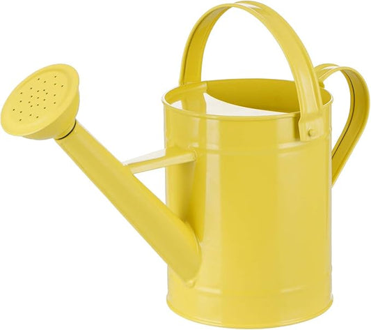 DUSVALLY Metal Watering Can 54.5 Oz Modern Style Watering Pot with Handle and Rosehead, Watering Pot for Outdoor and Indoor House Plants,Yellow
