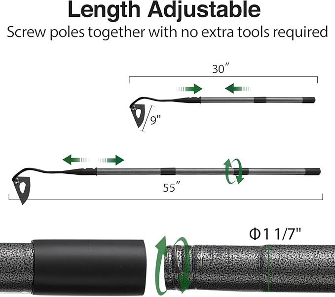 Garden Hoe for Weeding Tool, Heavy Duty Dutch Weeding Hoe Gardening Hand Hoe for Women Kids Men, Metal Garden Weeder Rake Weed Puller for Lawn Long Handle 30-55 inch