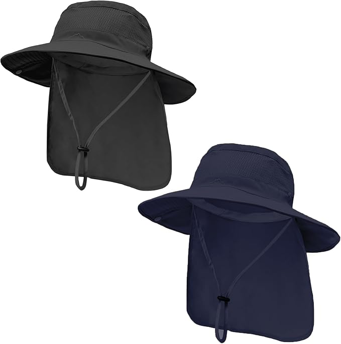 ZOORON Sun Hats for Men Women Fishing Hat with Neck Flap,UPF 50+ Sun Hat Waterproof Wide Brim Bucket Hats for Safari Hiking