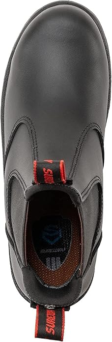 SUREWAY Men's Slip-On Work Boots for Men,Full Grain Leather,Anti-Static,Water/Slip Resistant,Fire Station Mechanic Industrial Construction Safety Boots/Shoes for Men