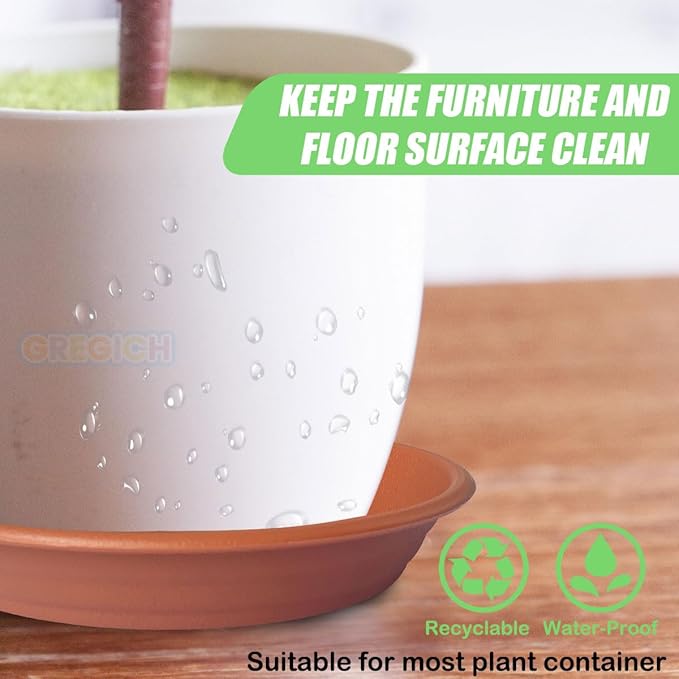 7.5 inch (5.9" at Base) Plastic Plant Saucer Pack of 6, Durable Thick Sturdy Plant Drip Trays for Indoors, Planter Saucers Flower Pot Tray Dish Plate for Outdoor