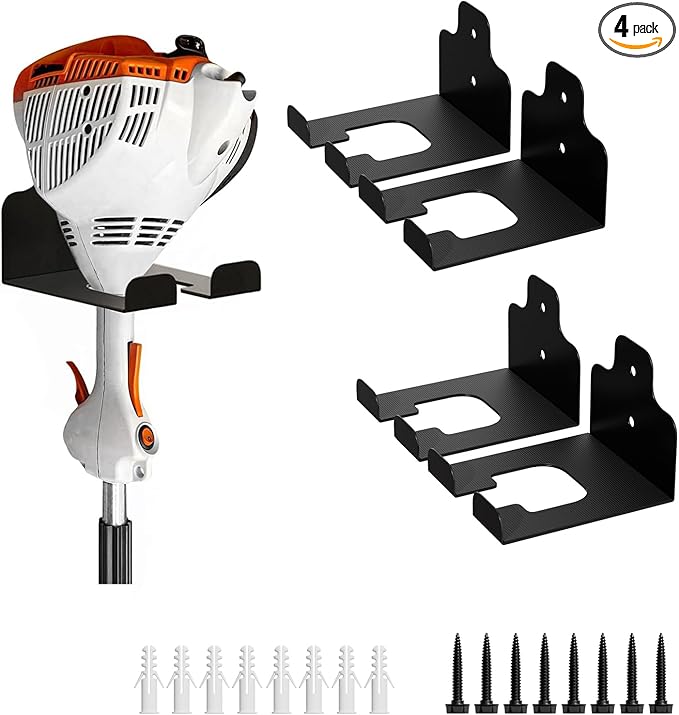 Garage Organizer Trimmer Rack, Garden Power Tool Hanger Weed Whackers Holder Wall Mounted for Grass Trimmer, Hedge Trimmer, Garage Trimmer, Garden Tools,4 Pack