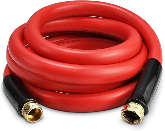 Garden Hose 10 ft x 3/4” Hot/Cold Heavy Duty Water Hose,-50°F to 190°F,Burst 600Psi Flexible Upgraded Rubber Hoses,3/4” Solid Fittings for All-weather Outdoor Lawn & Garden