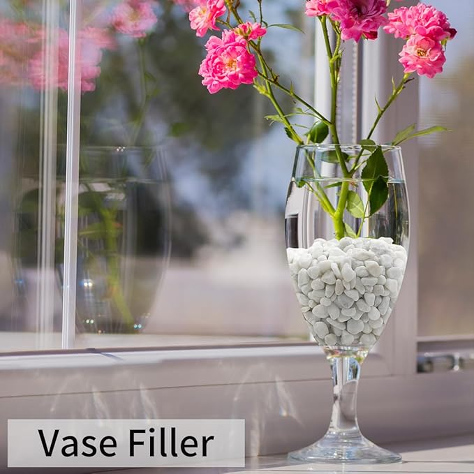 2 lbs White River Rocks for Plants, 3/8 Inch Gravel Pebbles for Plants. Decorative White Stones for Succulents, Cactus, Vase and Outdoor Garden Landscaping