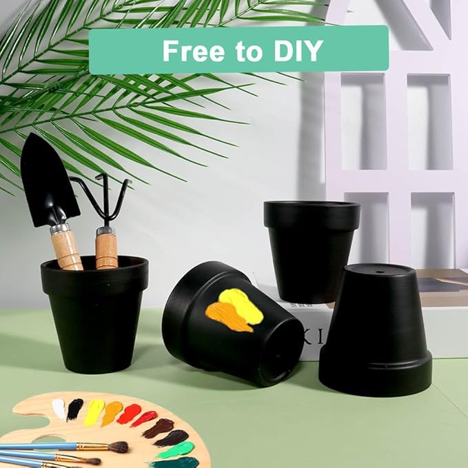 vensovo 3 Inch Black Terra Cotta & Terracotta Pots with Drainage - 20 Pack Clay Flowerpots, Succulent Nursery Planter Great for Plants, Crafts, Wedding Favor